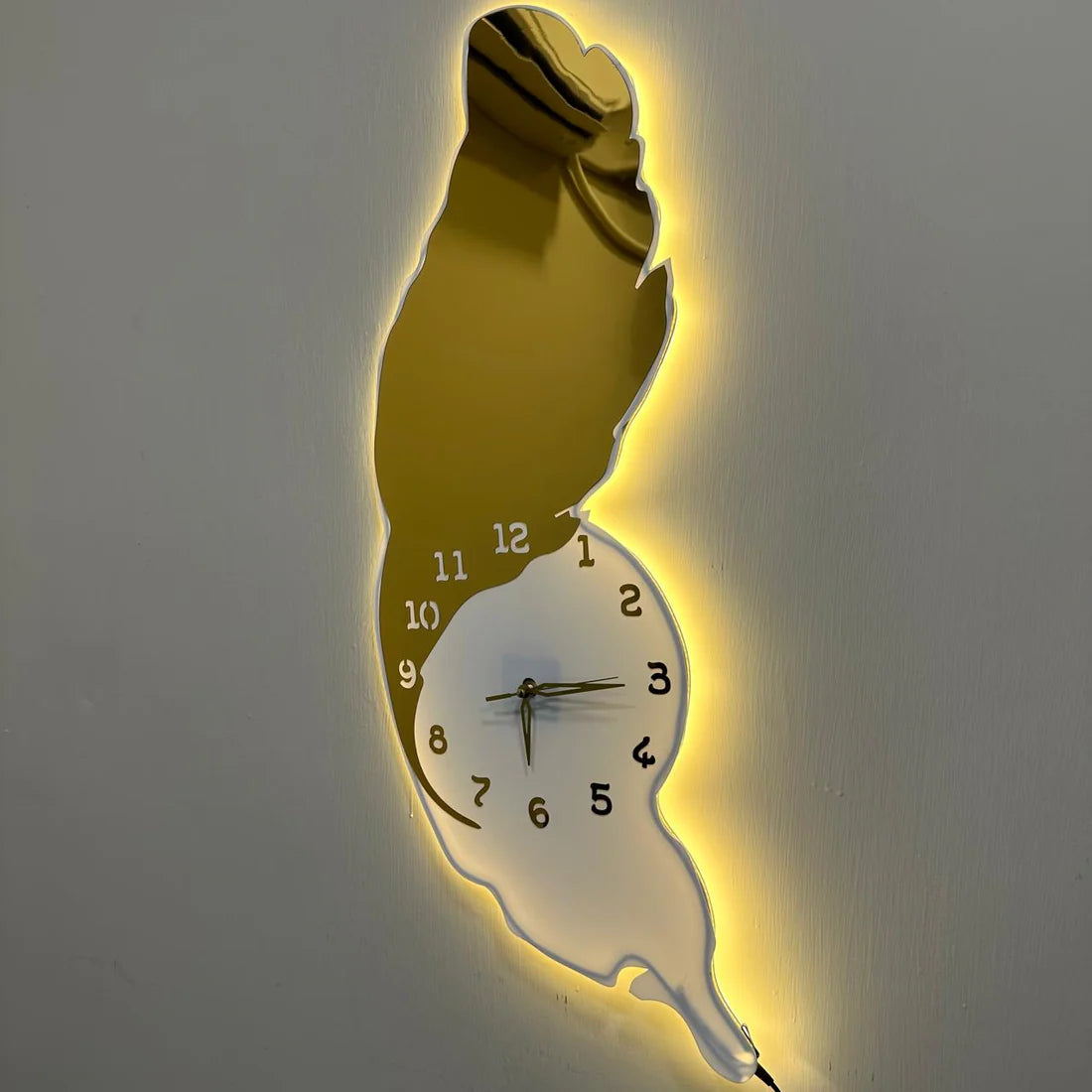 Feather Style Premium Acrylic Walls Clock with  Neon